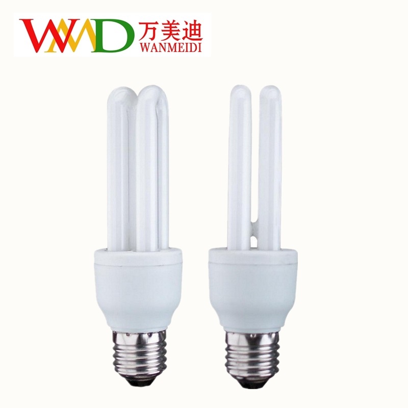 Energy-Saving Lamp 2U Energy-Saving Lamp U-Shaped Fluorescent Bulb Household Engineering E27/B22 Pure Three Primary Colors Factory Wholesale