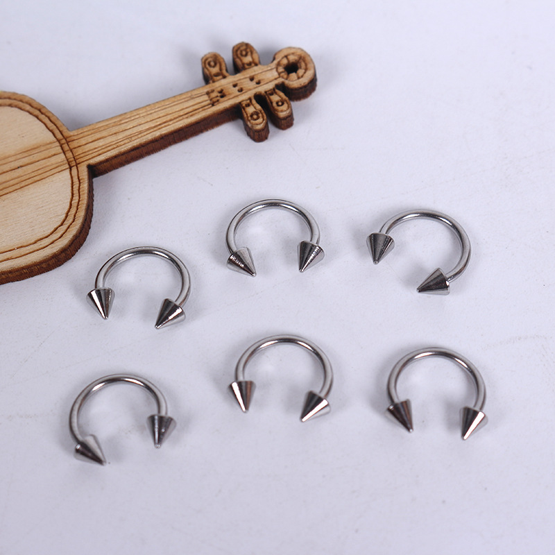 Cross-Border Wholesale Stainless Steel Tongue Nail Set Navel Ring C-Shaped Nose Ring Breast Nail Body Piercing Lip Nail European and American Eyebrow Nail