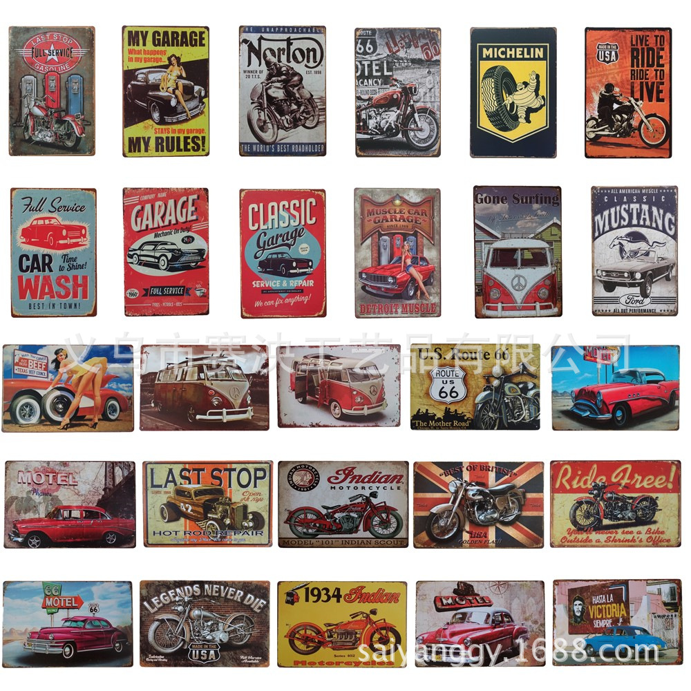 Foreign Trade Wholesale Retro Iron Painting European and American Bar Cafe Wall Decoration Wall Hanging Creative Metal Crafts Decorative Painting