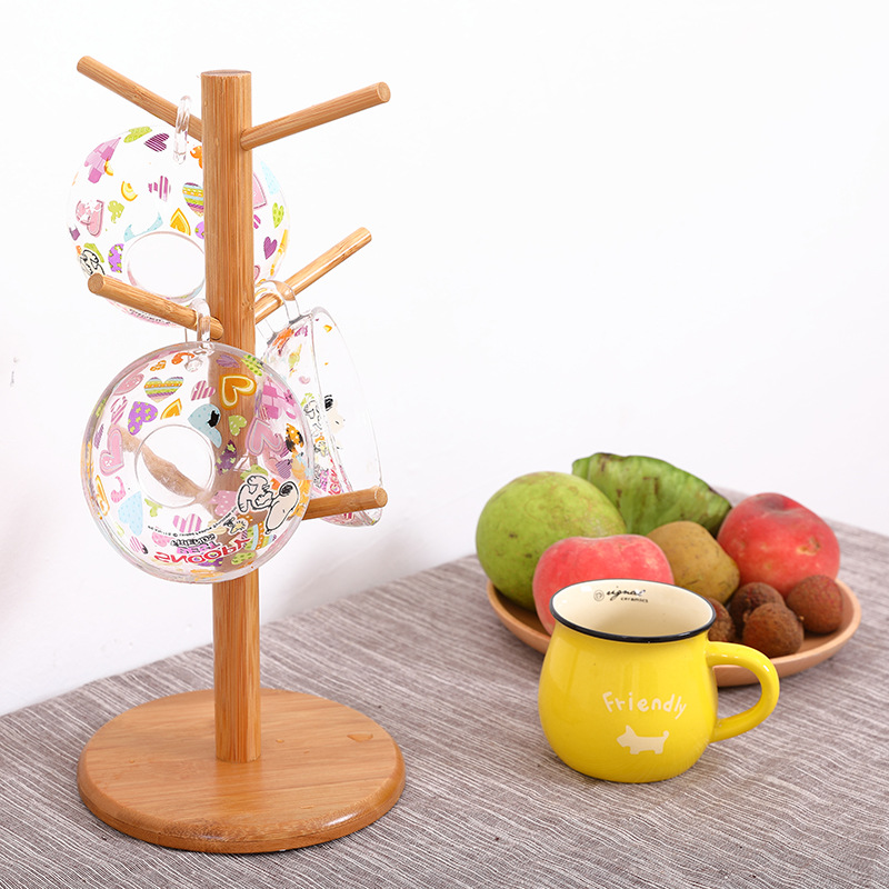 Bamboo Cup Holder Simple Tree Cup Holder Wood Mug Cup Holder Finishing Storage Home Creative Water Cup Rack Storage Rack