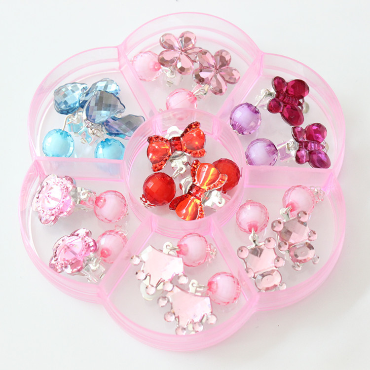 Клипсы для детей 7 пар без проколов Серьги с кисточками Кристаллы Милый стиль Длинные жемчужные серьги