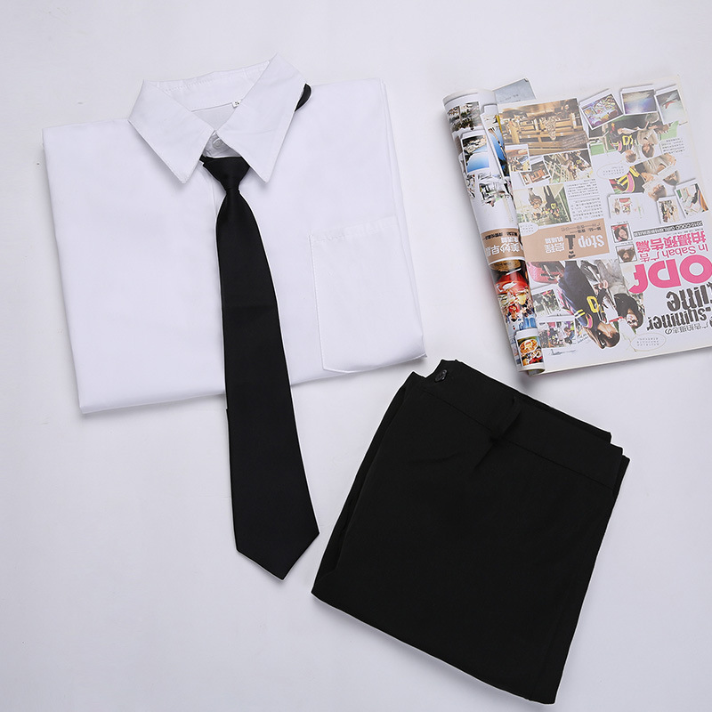 School Uniform Student JK Uniform Summer Korean Style Short Sleeve Shirt Suit College Style Sailor Suit Male High School Class Suit Korean