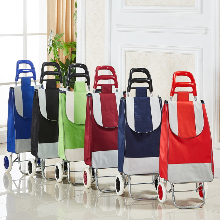 Supermarket Shopping Cart for Groceries, Foldable Oxford Cloth Trolley for Elderly Home Use, Convenient Grocery Shopping Cart