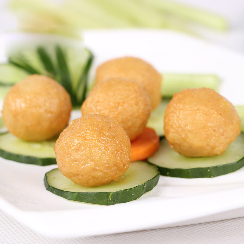 Zhapo Wharf Hong Kong style curry gold fish eggs 2500 g/bag fish Dan Fish balls Guandong boiled hot pot ingredients manufacturer