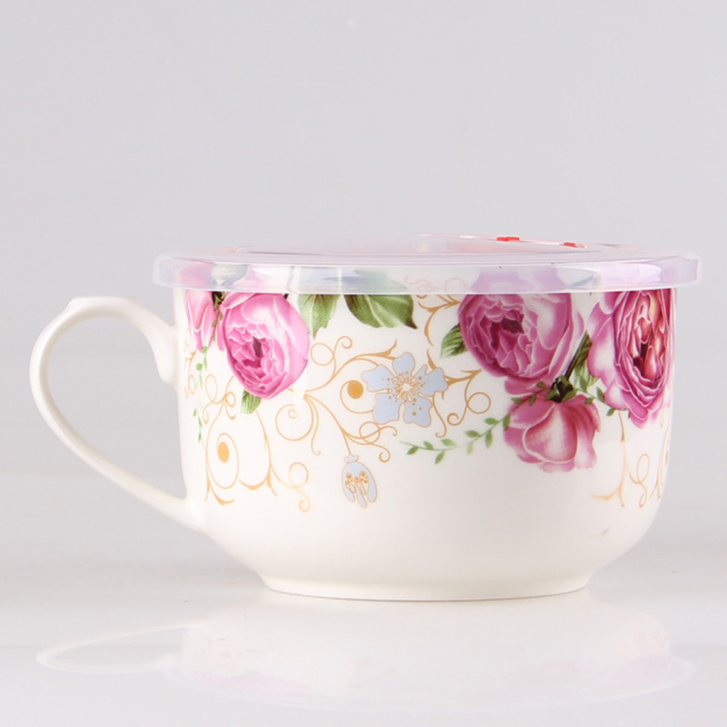 Креативная керамическая чаша для лапши с крышкой, маленькая