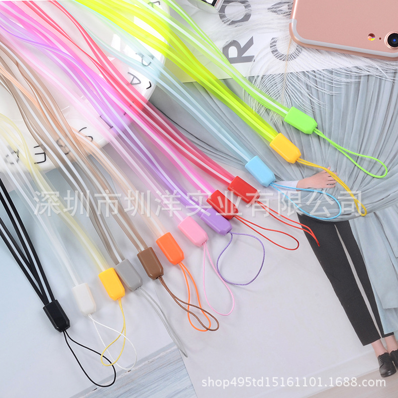 in stock direct supply 6mm two-color PVC lanyard transparent lanyard silicone phone case lanyard jelly glue rope hanging rope toy