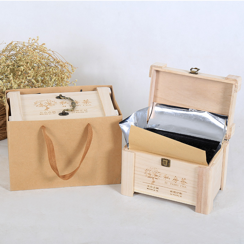 Tea Wooden Box Private Tea Loose Tea Wooden Gift Box Small Green Orange Packaging Box Pu'Er Tea White Tea Wooden Box Wooden Box