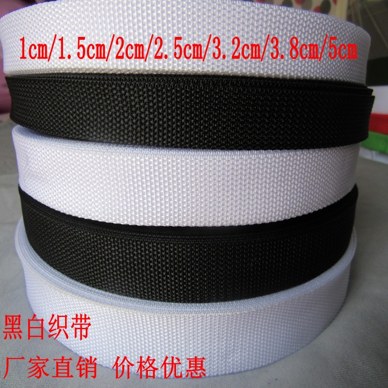 Ready Supply Black and White Polypropylene Webbing 1.0Cm-5Cm Encrypted Pp Clothing School Bag Backpack with Thickeneded Belt