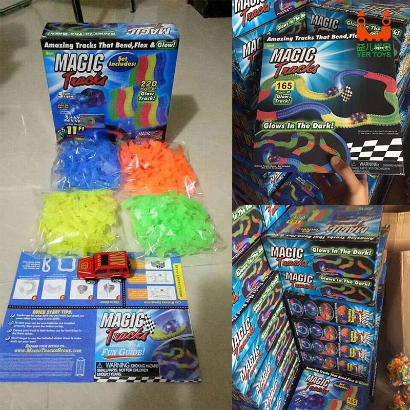 Variety Building Blocks magic Night Luminous Railcar Electric Soft Children Toy Christmas Gift magic tracks