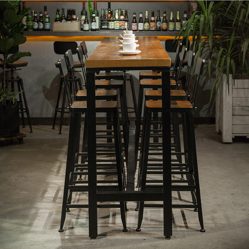 Solid Wood Wall-Mounted Bar Table Home Narrow Table Cafe Long Table Wrought Iron High Table Simple Modern Bar Table