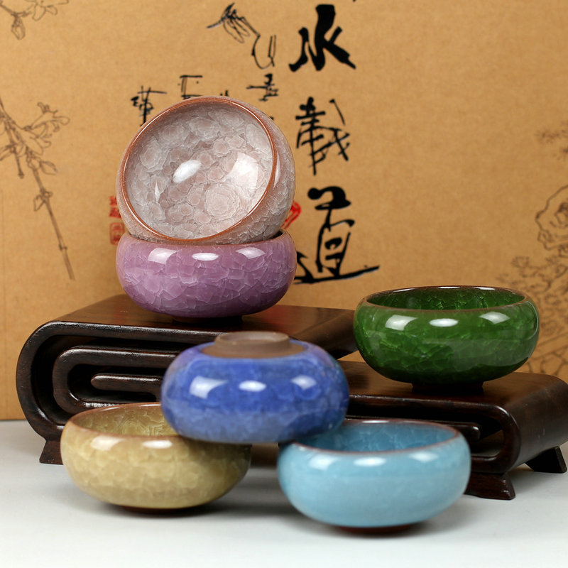 Чайный набор кунг-фу из фарфора Amoy, 8 предметов, простой, 7-цветный, глазурь трещин, чайные чашки