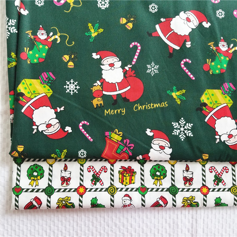 Pure cotton printed twill cotton fabric Christmas tree snowman cartoon cute children's pajamas handmade bedding fabric