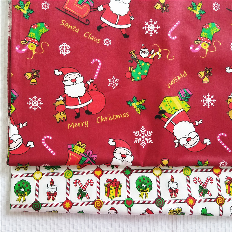Pure cotton printed twill cotton fabric Christmas tree snowman cartoon cute children's pajamas handmade bedding fabric