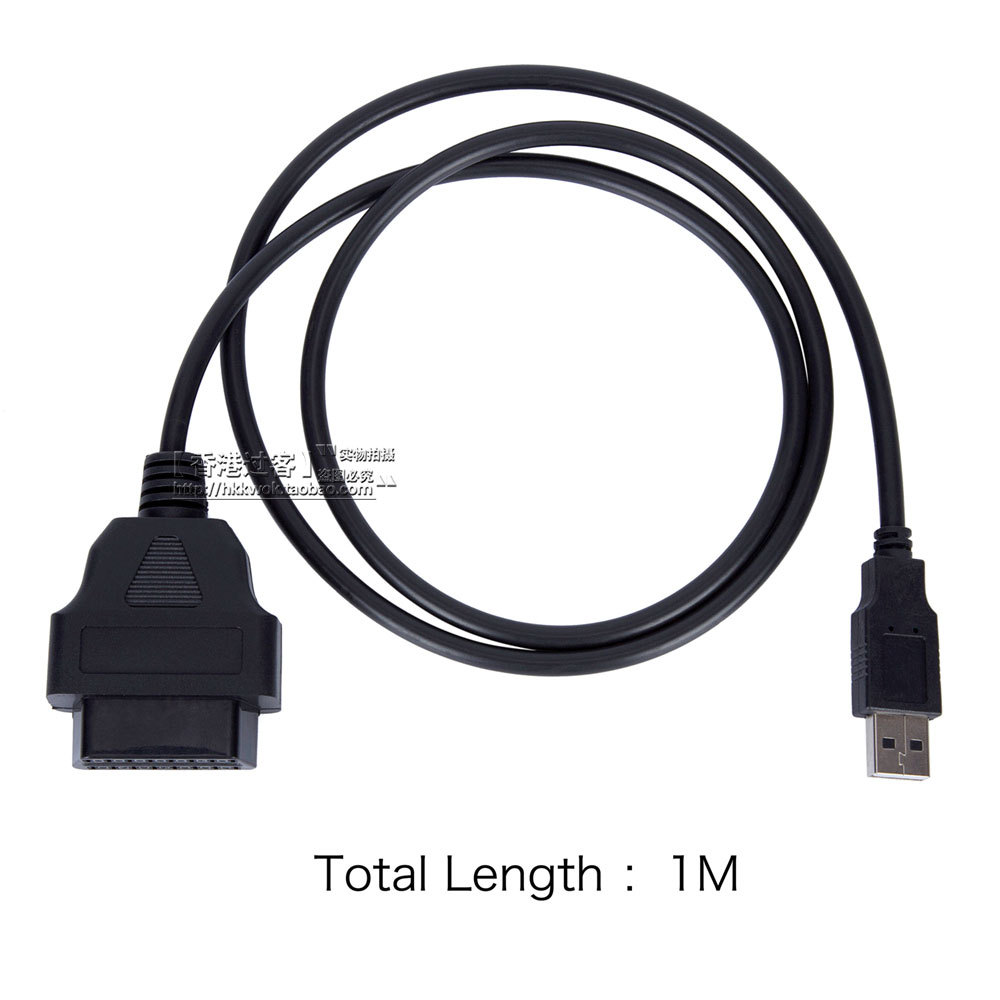 Car OBD2 female 16Pin to USB cable computer adapter cable 1m driving recorder extension cable
