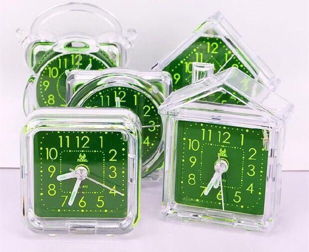 Pearl Star Mute Green Small Alarm Clock Transparent Crystal Luminous Clock Bedside Alarm Clock Blue Flower Blue Children's Noise