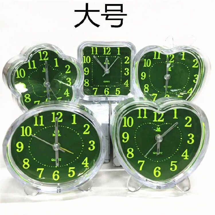 Pearl Star Mute Green Small Alarm Clock Transparent Crystal Luminous Clock Bedside Alarm Clock Blue Flower Blue Children's Noise