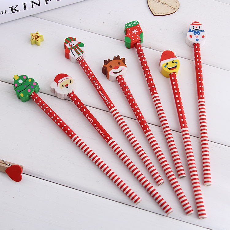 Christmas Pencil Stationery Set Primary School Students Holiday Stationery Prize Supplies Cartoon Pencil
