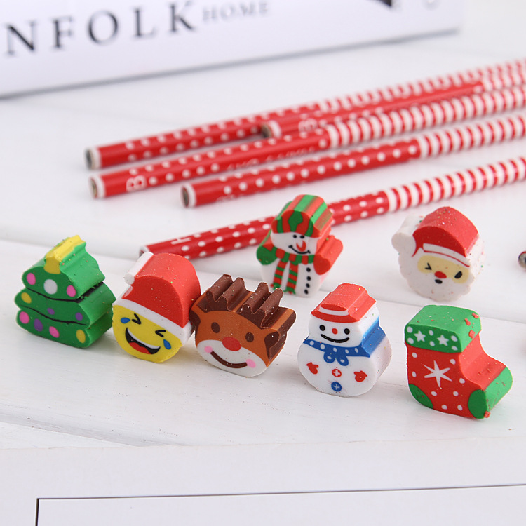Christmas Pencil Stationery Set Primary School Students Holiday Stationery Prize Supplies Cartoon Pencil
