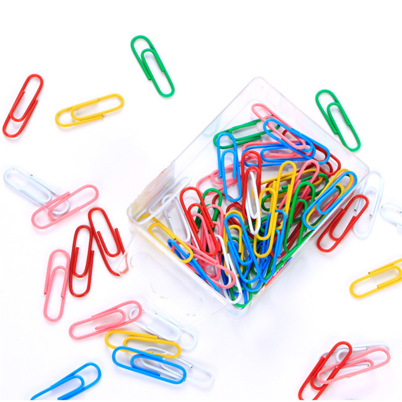 Paper Clips Wholesale Bulk Bookmarks Plastic-Coated Colorful Paper Clips Plastic-Coated Paper Clips Office Supplies 28mm Paper Clips
