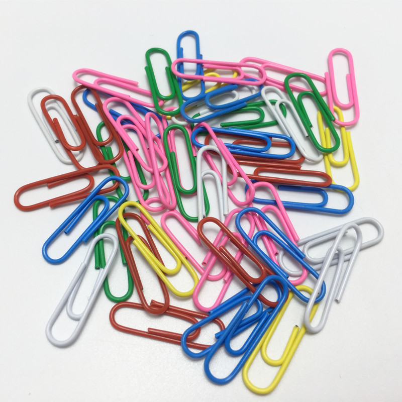 Paper Clips Wholesale Bulk Bookmarks Plastic-Coated Colorful Paper Clips Plastic-Coated Paper Clips Office Supplies 28mm Paper Clips