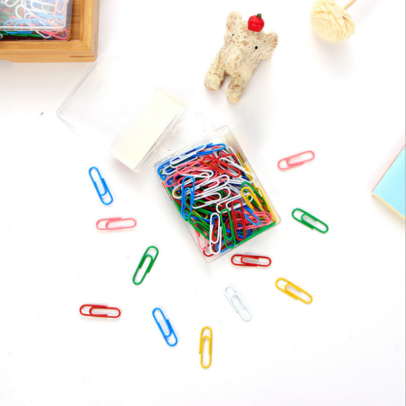 Paper Clips Wholesale Bulk Bookmarks Plastic-Coated Colorful Paper Clips Plastic-Coated Paper Clips Office Supplies 28mm Paper Clips
