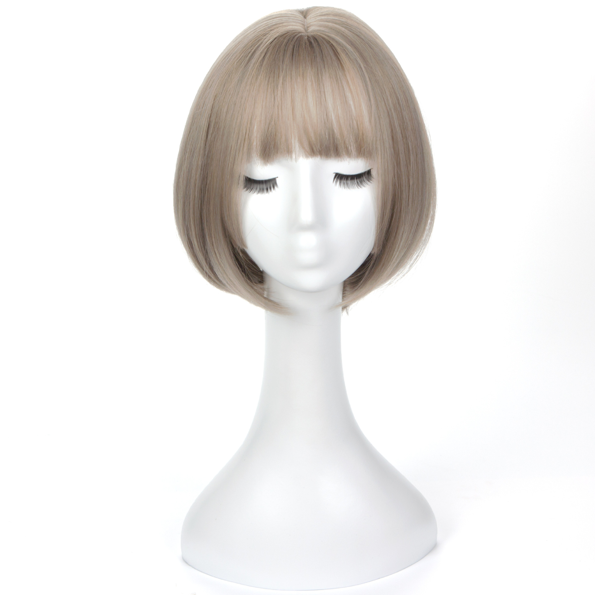 Customizable Daily Wig for Women with Short Hair, Korean Sideburns Bobo Headgear, Fluffy Face-Shaping Pear Head with Inner Buckle for Curly Hair
