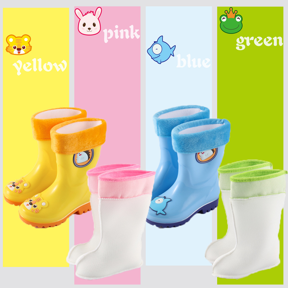 Детские резиновые сапоги, утепленные, с теплой хлопковой подкладкой, милые сапоги с ёжиком для распределения