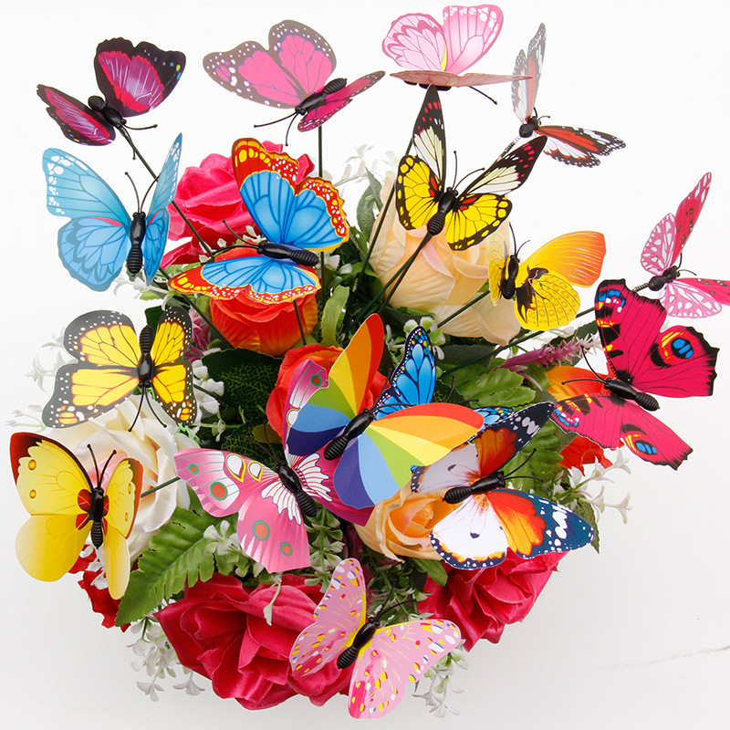 7cm simulation butterfly magnet butterfly gardening lighting accessories factory direct color 3D butterfly