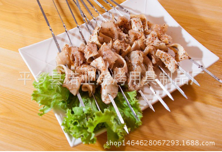 Factory direct sales non-magnetic stainless steel barbecue stick barbecue drill barbecue needle barbecue flat sign