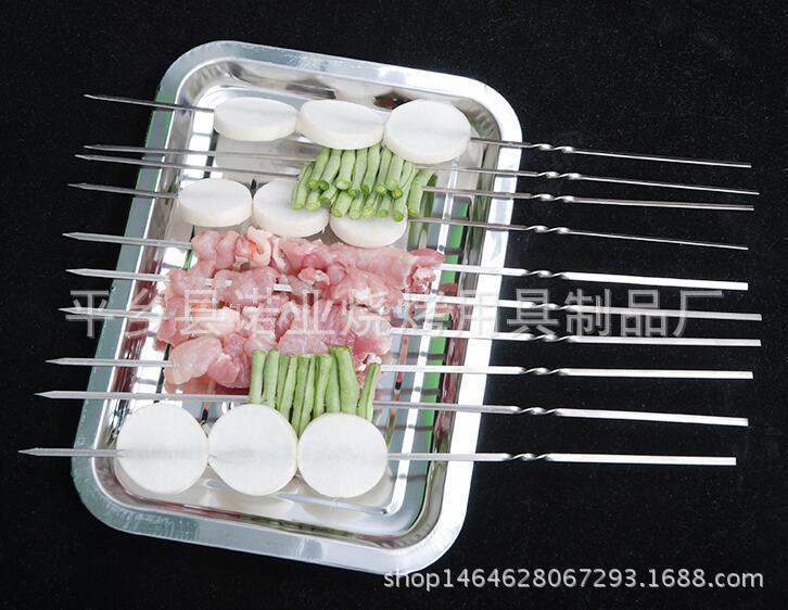 Factory direct sales non-magnetic stainless steel barbecue stick barbecue drill barbecue needle barbecue flat sign