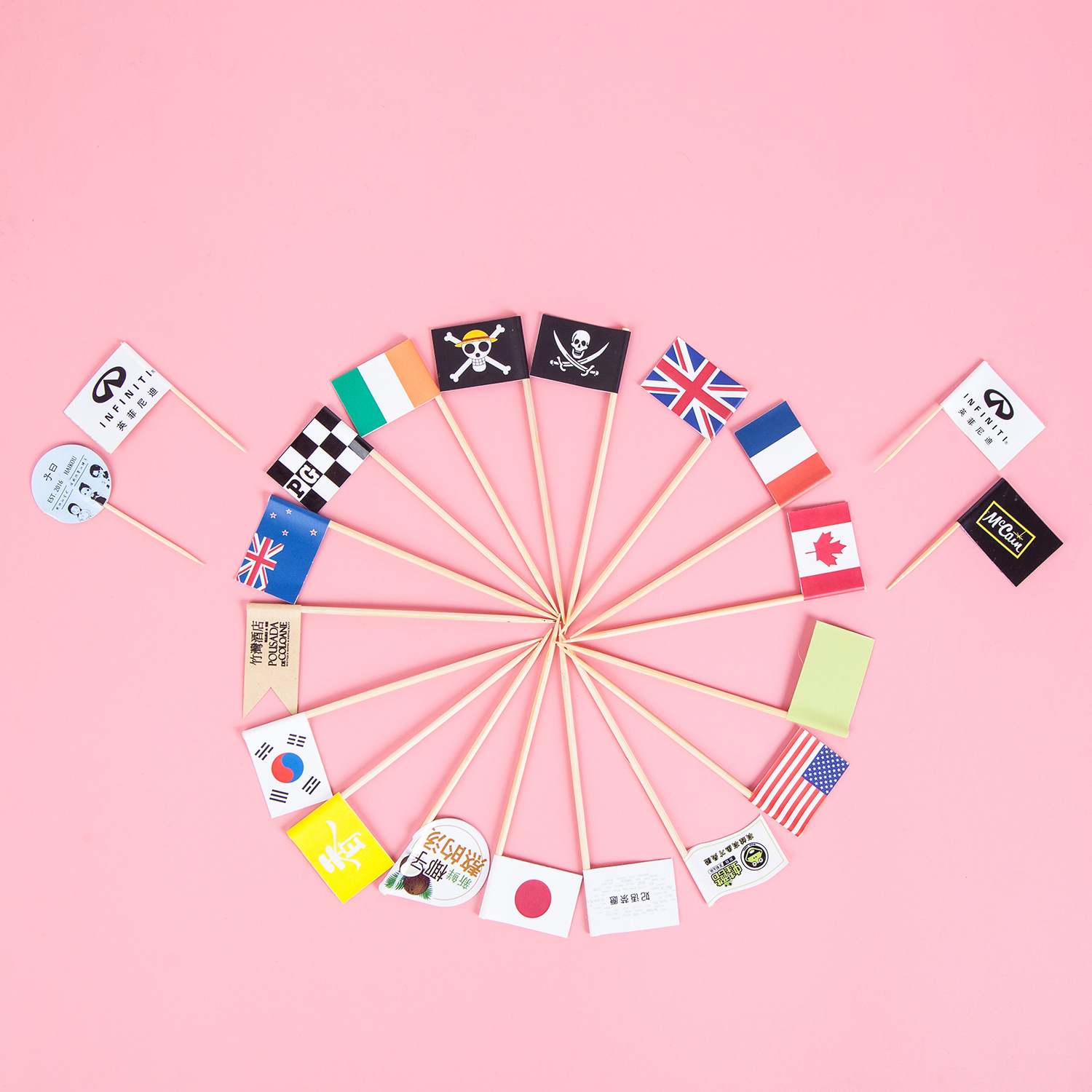 Freshly Made Toothpick Flags, Creative Fruit Cupcakes, Flags, Steak Burger Picks, Dessert Picks, Kidsren's Birthday Decorations