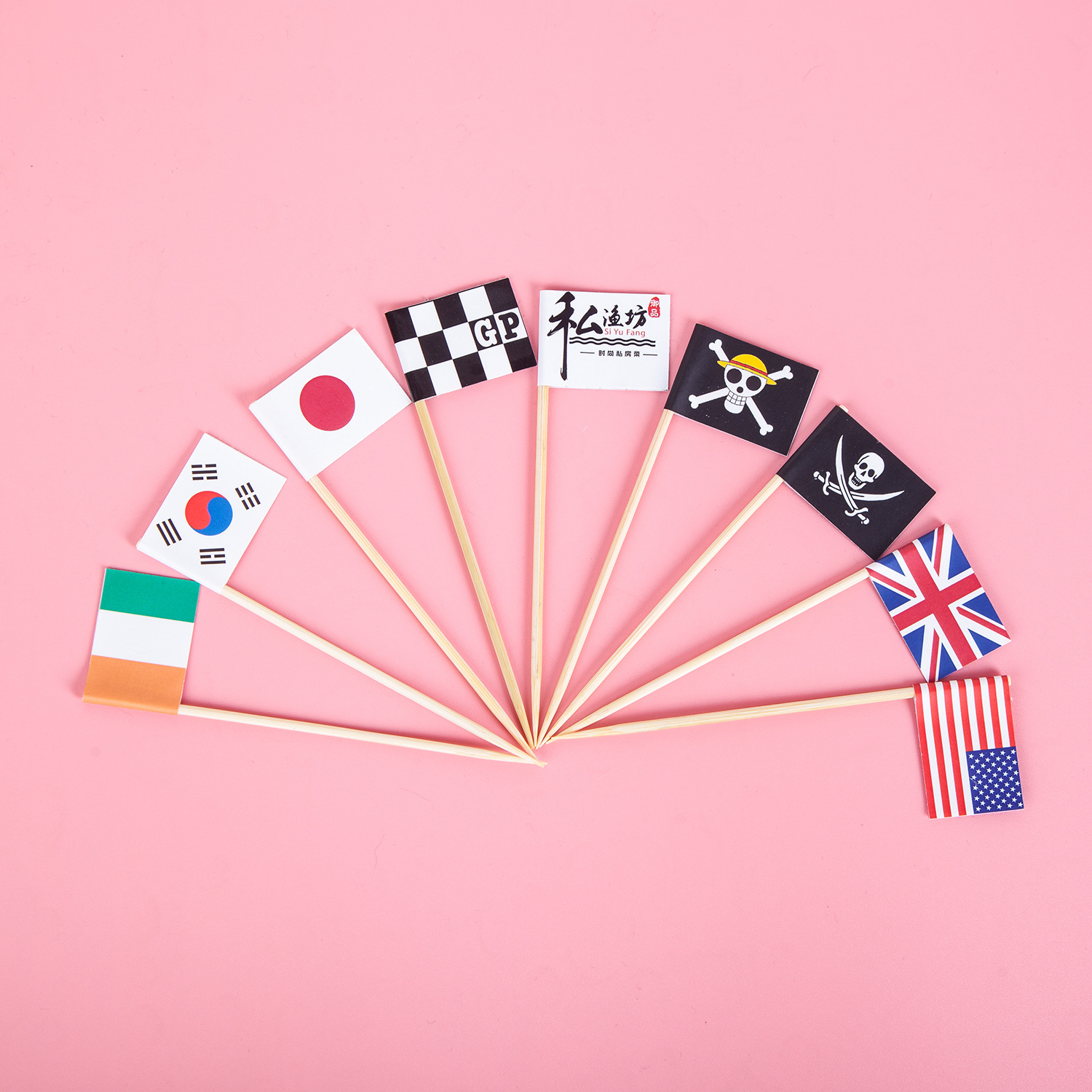 Freshly Made Toothpick Flags, Creative Fruit Cupcakes, Flags, Steak Burger Picks, Dessert Picks, Kidsren's Birthday Decorations