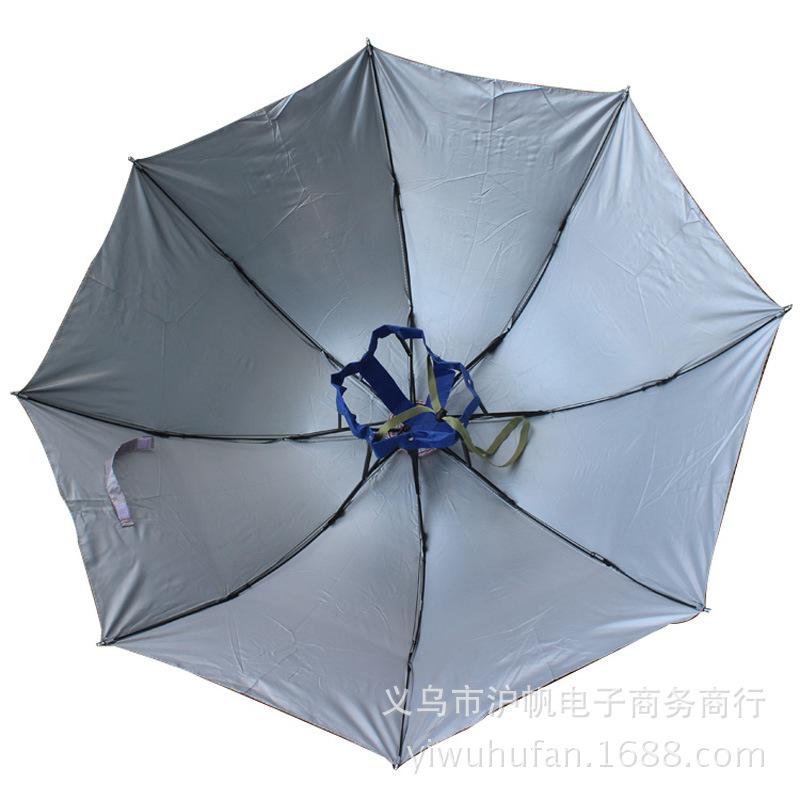 Fashion Creative Gift Three-fold Fishing Umbrella Handless Sunny Umbrella Headband Super Strong Large Hat Umbrella Printable Advertising