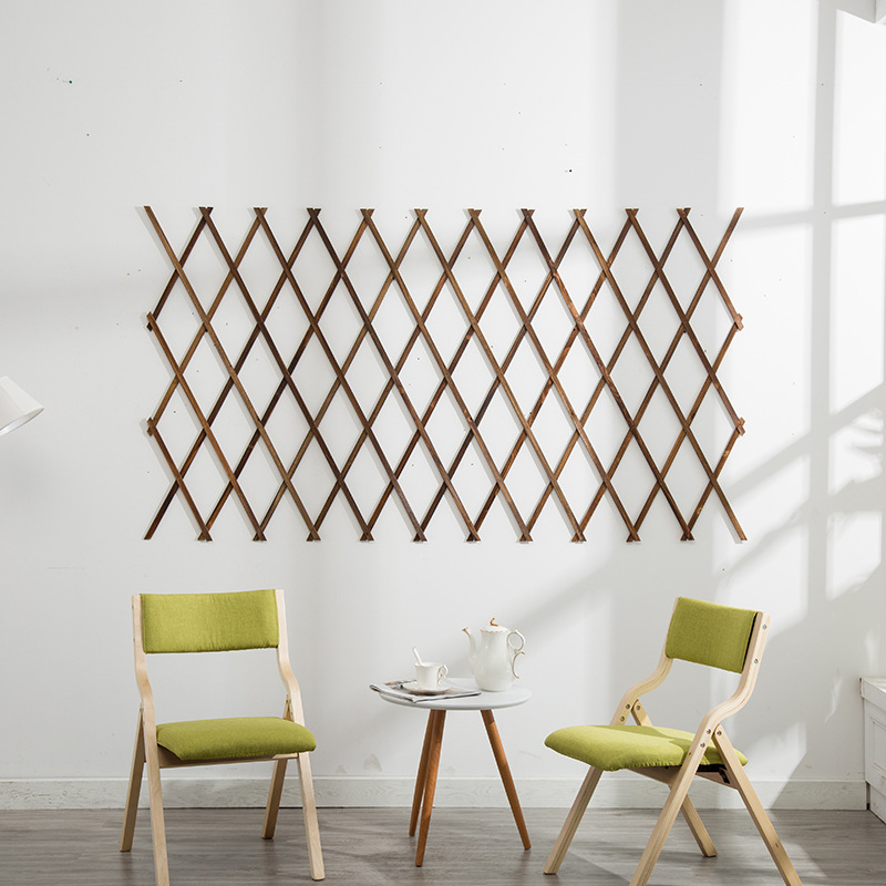 Carbonized anti-corrosion solid wood fence telescopic wood mesh wooden fence fence indoor wall grid wall hanging climbing frame