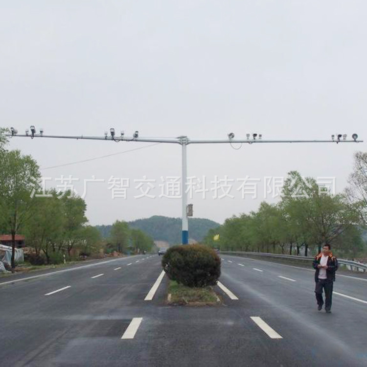 Double-Arm Road Monitoring Pole 6m Road Monitoring Pole Octagonal Monitoring Pole Windproof and Resistant Birch Lighting