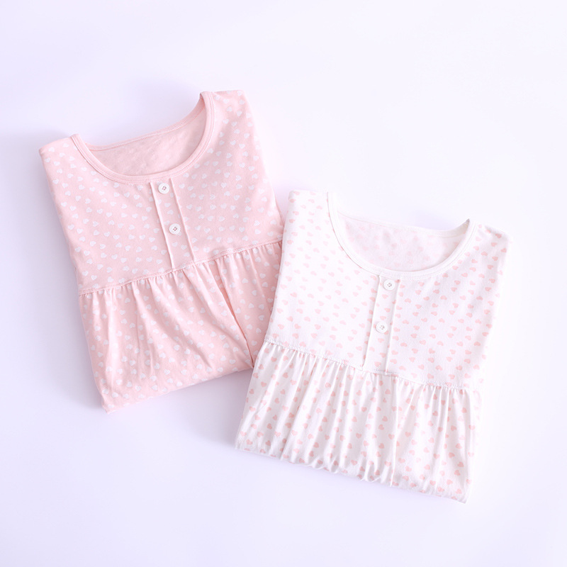 Children's Long-Sleeve Nightgown for Spring, Summer, Autumn, and Winter; Parent-Child Matching Girls' Dress; Summer Baby Loungewear; Air Conditioning Clothing; Princess Style