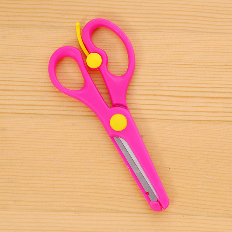 Children's Safety Scissors Paper with blade scissors children anti-clip elastic plastic student handmade small scissors wholesale
