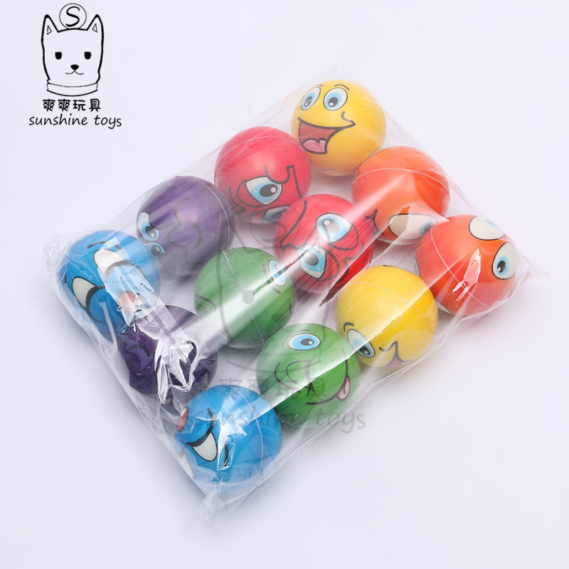 6.3cm Six-Color Expression Emoji Smiley Face Pu Ball Vent Sponge Expression Foam Pressure Kidsren's Pet Toy Ball