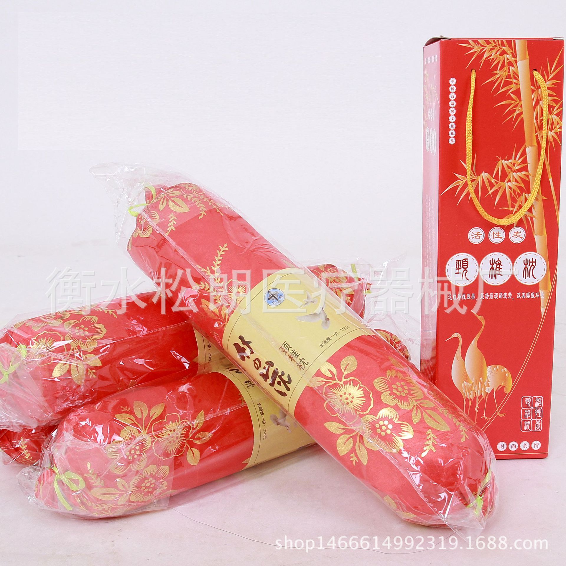 Cervical pillow bamboo charcoal candy pillow full rice husk pillow exhibition gift wholesale