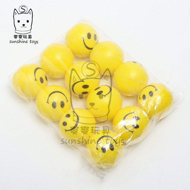 Cross-Border Hot Selling 63mm Colorfulful Smiley Face Pu Ball Yellow Expression Kidsren's Vent Toy Pressure Ball Logo Printing