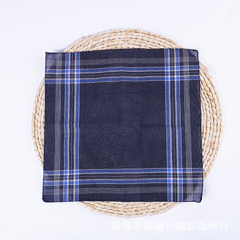 Polyester Cotton Men's Striped Handkerchief Sweat-Absorbent Towel Classic Style Handkerchief Handkerchief Export