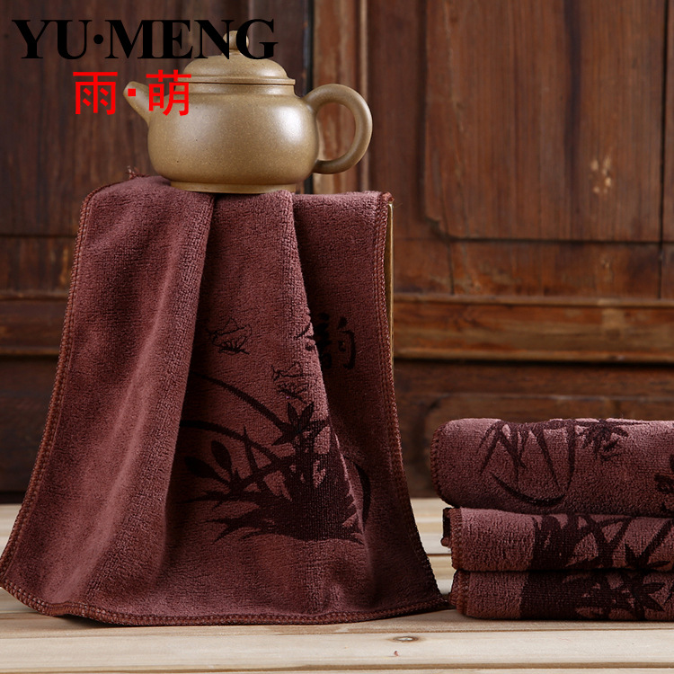 Brushed Tea Towel 30*30 Thickened Microfiber Square Towel Gift Towel Absorbent Dry Cotton and Linen Tea Set Cleaning Towel