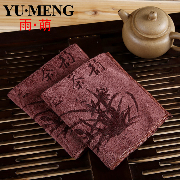 Brushed Tea Towel 30*30 Thickened Microfiber Square Towel Gift Towel Absorbent Dry Cotton and Linen Tea Set Cleaning Towel