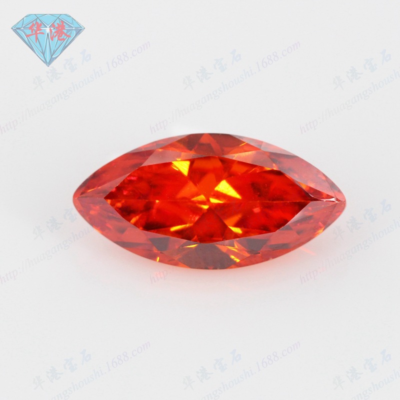 Huanggang Gemstone Marquise Artificial Cz Colorfuled Gemstone Hao Shi Loose Stone Leaf-Shaped Ring Surface Zircon Inlaid Ring Main Stone
