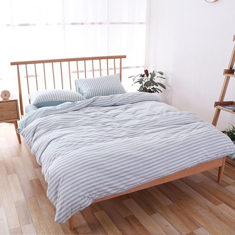 Tianzhu Cotton Quilt Cover Single Piece Unprinted Same Style Pure Cotton Pure Color Quilt Cover Single and Double Student Knitted Stripes One Piece Drop Shipping