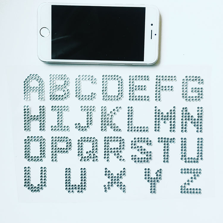 Customized acrylic sticker Crystal flash diamond sticker Vertical Diamond English sticker children's text sticker digital sticker