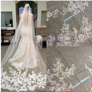 2018 Special romantic lace applique soft yarn Long 3 M Lace bridal veil super long bridal wedding veil White
