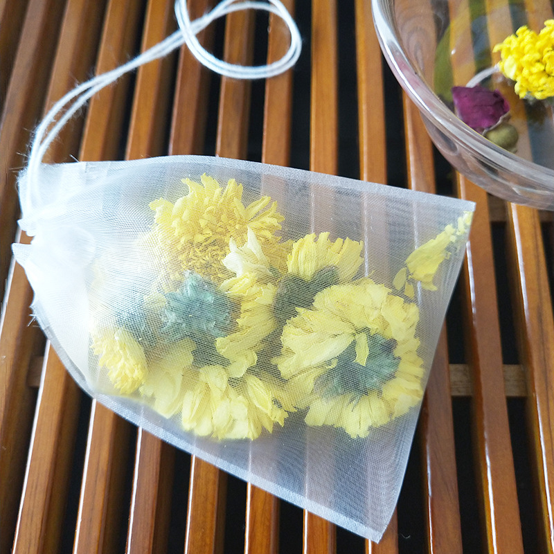 Spot 6*8cm nylon tea bag transparent drawstring tea bag disposable universal portable rose green tea scented tea