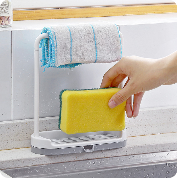 Kitchen Countertop Storage Rack Rag Dishcloth Drain Rack Punch-Free Towel Wipe Cloth Rack Rag Hanger