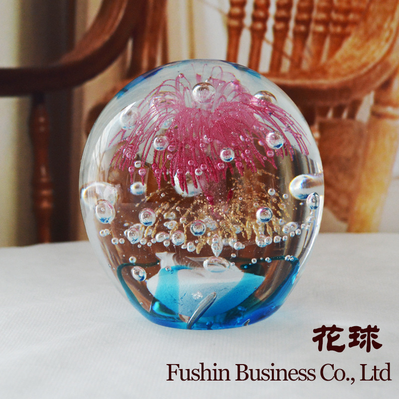 Zibo Glazed Crystal Coral Ball Christmas Ball Fireworks Gold Ornament Crystal Glass Art Ball